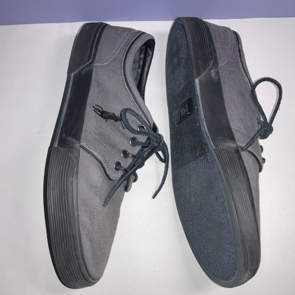 Polo Ralph Lauren Faxon low top sneakers walking shoes Sz 10.5D grey - Picture 2 of 7